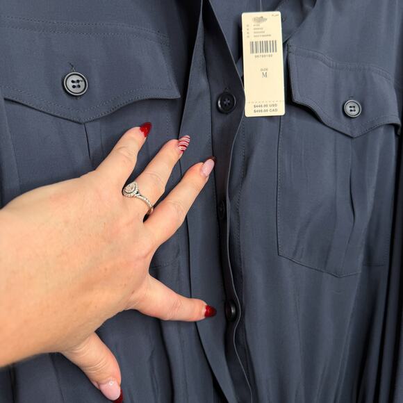 NWT Anthropologie Ronny Kobo Andes Charcoal Navy Utility Mini Wrap Dress Medium - Picture 7 of 16